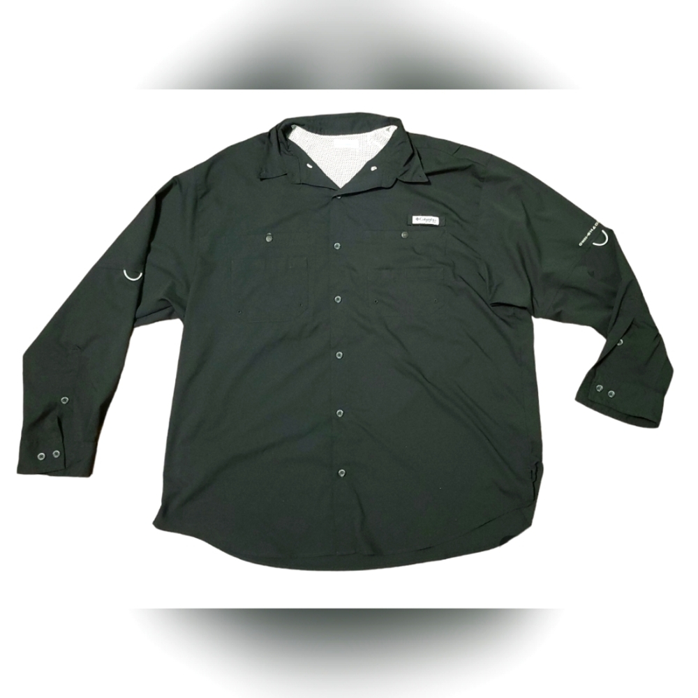 Columbia PFG Shirt Mens Large Omni Shade Performance Fish Black Vented XXL